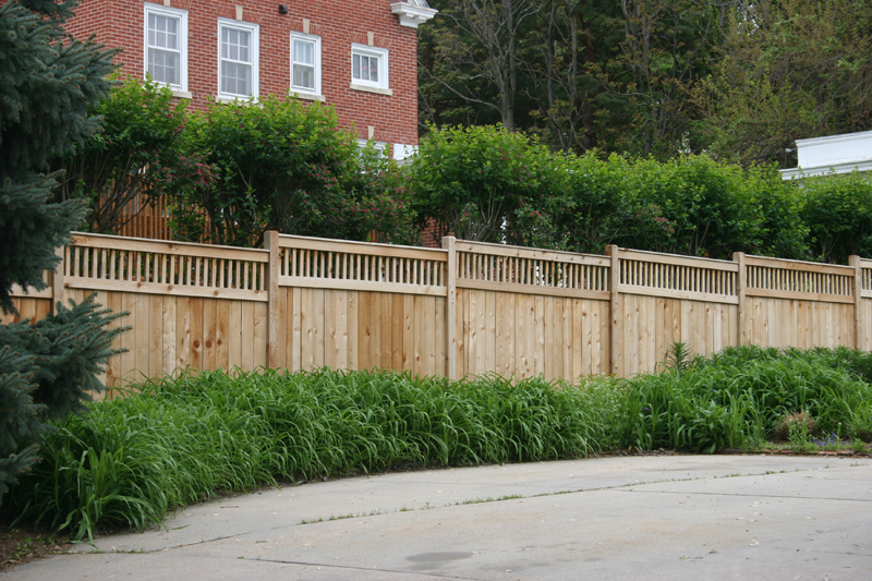 AmeriFence Corporation Madison, Wisconsin - Wood Fencing, 1063 Custom Solid with Accent Top