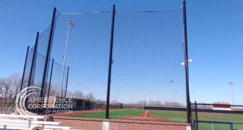 Madison Fence Contractor ballfield baseball field softball field football field complex pickle ball courts basketball tennis courts track peewee elementary junior high high school college professional community chain link wood ornamental backstop dugouts outfield batter's eye 