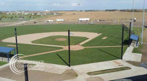 Madison Fence Contractor ballfield baseball field softball field football field complex pickle ball courts basketball tennis courts track peewee elementary junior high high school college professional community chain link wood ornamental backstop dugouts outfield batter's eye 