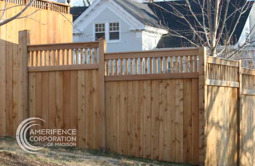 Fence company Madison, Wisconsin residential fence contractors Madison cedar western red cedar treated pine white red yellow CCA  ACQ2 incense fir 2x4 1x6 2" x 4"  1" x 6"  nails stain solid privacy picket scalloped board on board shadow box pickets rails posts installation panels post caps modern horizontal backyard front yard ranch gate garden diy split rail house lattice old rustic vertical metal post picket dog ear contemporary custom